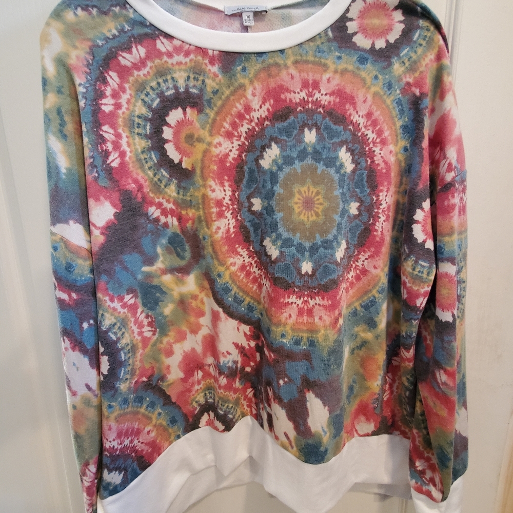 Whote Birch Long Leeve Tie Dye Top